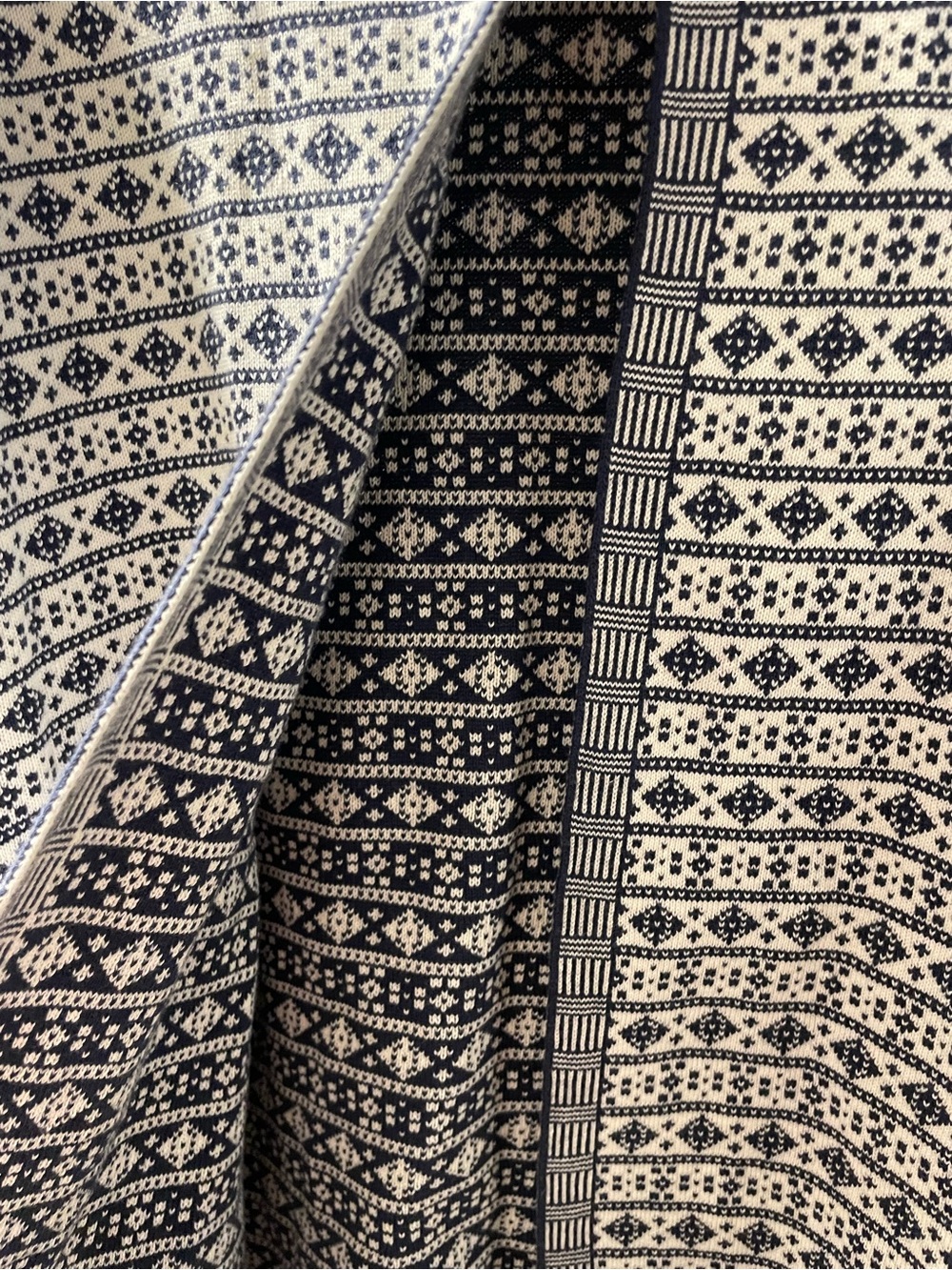 Navy Patterned Fair Isle Cardigan Jacket - Picture 7 of 11